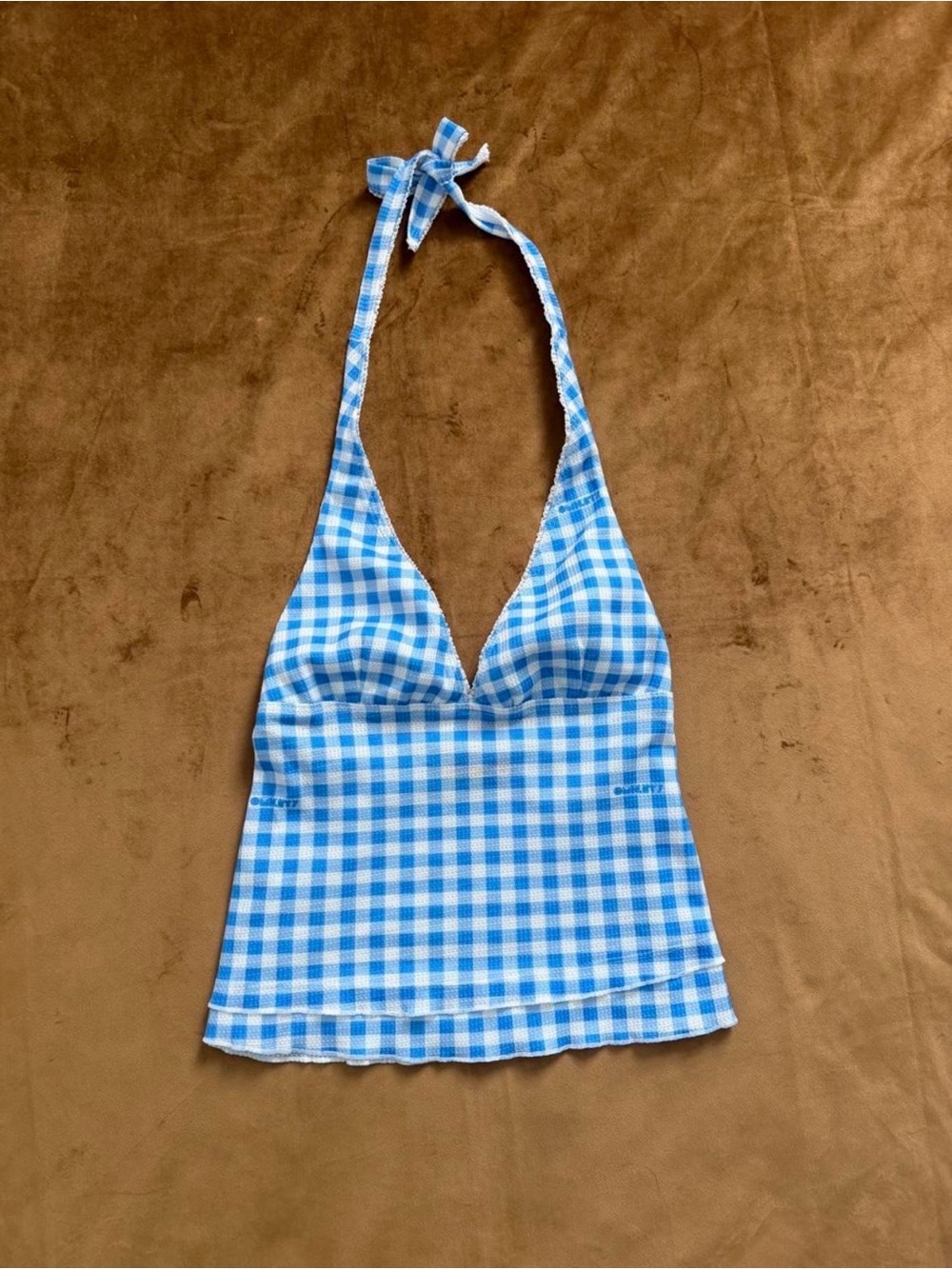 🩵 O-MIGHTY BLUE & WHITE GINGHAM HALTER TOP 🩵
